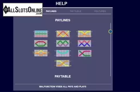 Paytable screen 2. Jane’s Farm from Arrows Edge