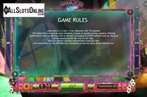 Screen3. Joker Spin from BF games