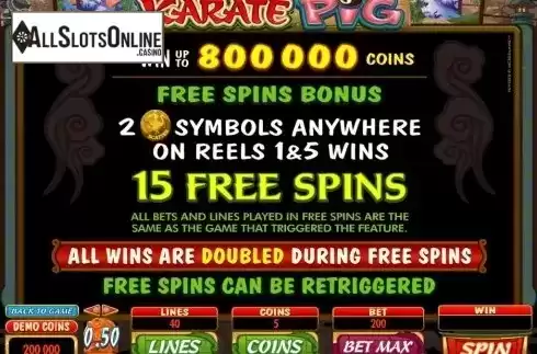 Screen3. Karate Pig from Microgaming