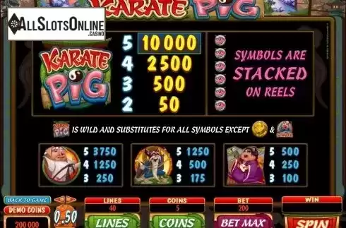 Screen4. Karate Pig from Microgaming