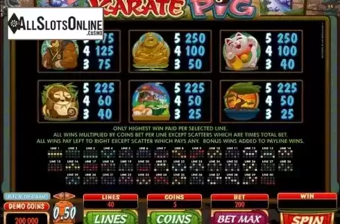 Screen5. Karate Pig from Microgaming