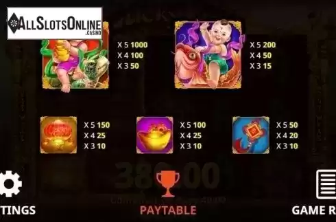 Paytable 1. Lucky Kids from August Gaming