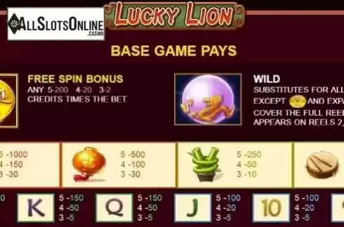 Paytable 2. Lucky Lion (JDB168) from JDB168