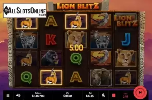 Win Screen. Lion Blitz from Mighty Finger