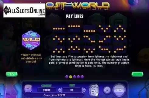 Paytable 2. Lost World from X Line