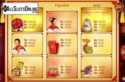Paytable. Lotus Love from Booming Games