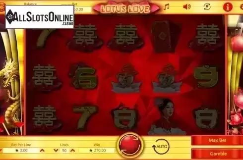 Win screen. Lotus Love from Booming Games