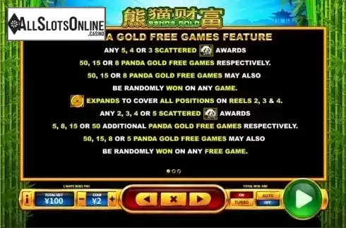 Paytable 1. Panda Gold (Skywind Group) from Skywind Group