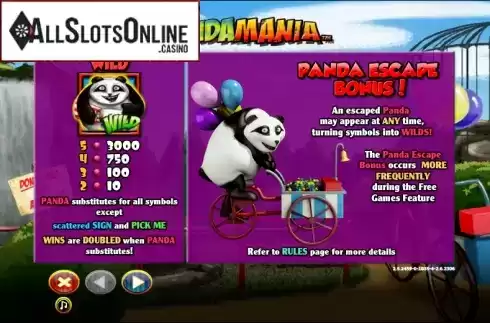 Paytable 1. Pandamania from NextGen