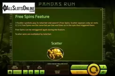Paytable 1. Panda's Run from Tom Horn Gaming
