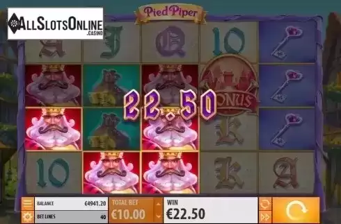 Low Win screen. Pied Piper from Quickspin