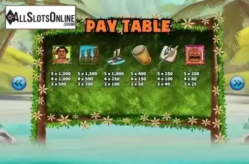 Paytable 4. Polynesian from KA Gaming