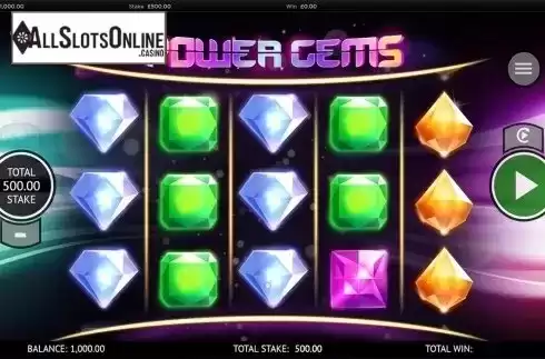 Reels screen. Power Gems from CORE Gaming