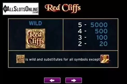 Paytable 1. Red Cliffs from High 5 Games