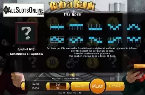 Paytable 2. Rob A Bank from X Play