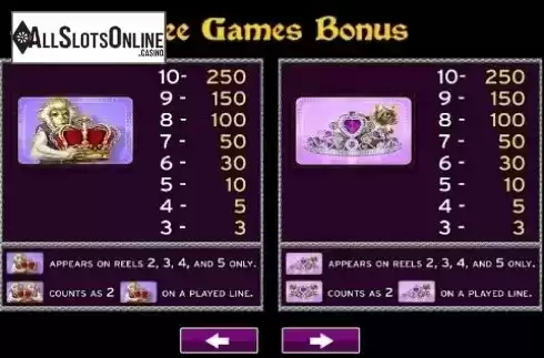 Paytable 3. Royal Lion from High 5 Games