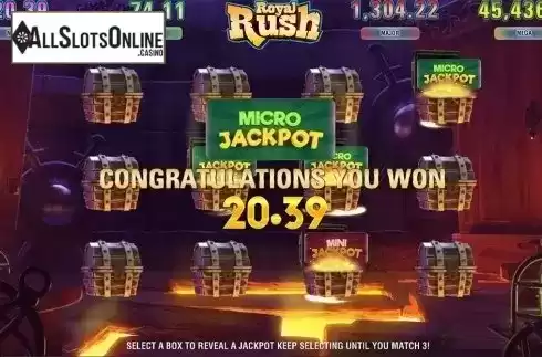 Win jackpot screen. Royal Rush from Electric Elephant