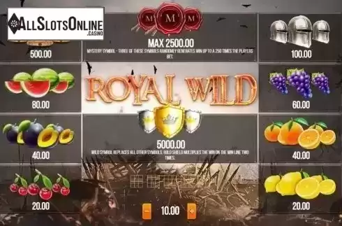 Paytable. Royal Wild from SYNOT