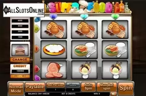Reels screen. Super Food from Aiwin Games