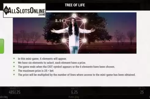 Mini-Game Tree of Life screen. Sandro Rey from MGA