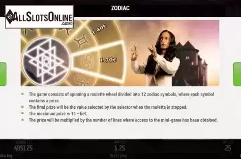 Zodiac game screen. Sandro Rey from MGA