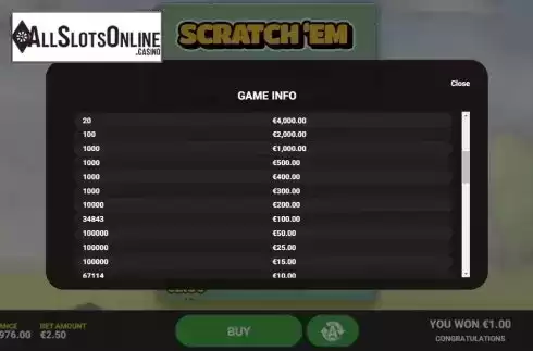 Info 2. Scratch 'Em from Hacksaw Gaming