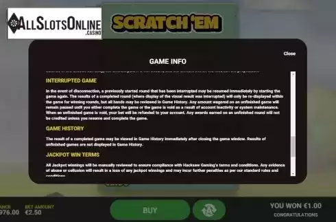 Info 4. Scratch 'Em from Hacksaw Gaming