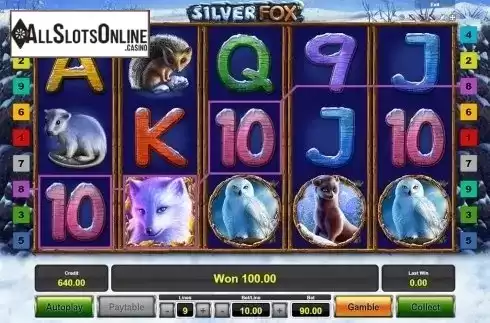Win screen. Silver Fox from Novomatic