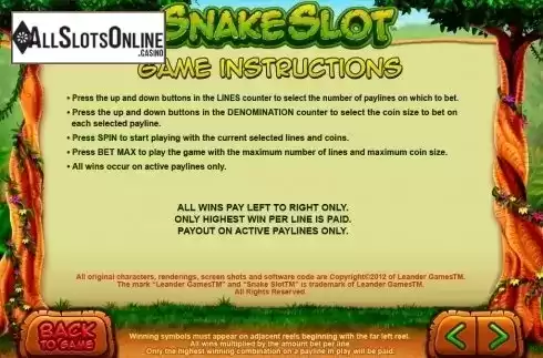 Screen7. Snake Slot from Leander Games