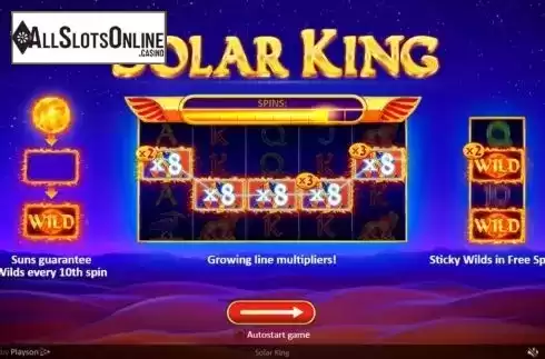 Start Screen. Solar King from Playson