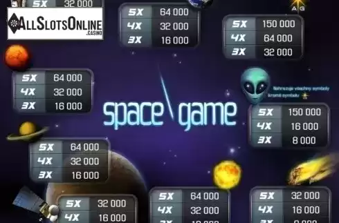 Paytable. Space Game from Apollo Games