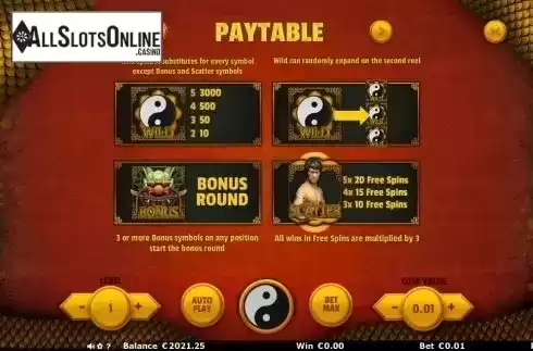 Paytable 3. The Dragon from Join Games