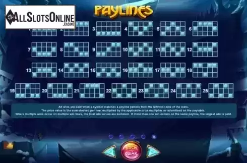 Paylines screen. The Kukers from Felix Gaming
