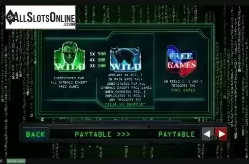 Paytable 1. The Matrix from Playtech