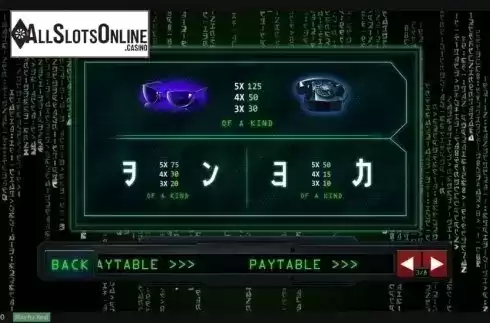 Paytable 3. The Matrix from Playtech