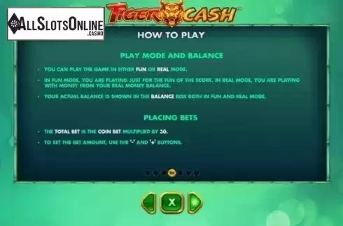 Paytable 4. Tiger Cash from Skywind Group
