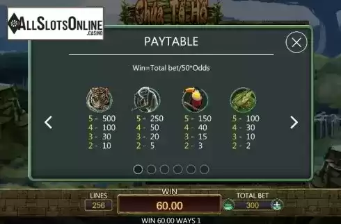 Paytable 1. Tiger Lord from Dragoon Soft