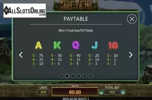 Paytable 2. Tiger Lord from Dragoon Soft
