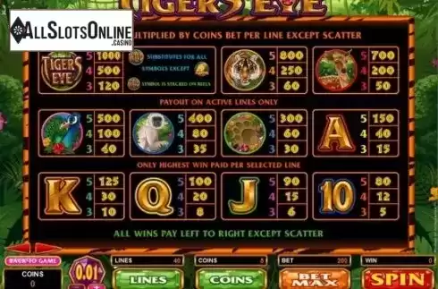 Screen3. Tiger's Eye from Microgaming