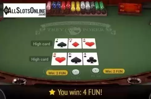 Win Screen. Trey Poker (BGaming) from BGAMING