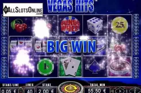 Big Win screen. Vegas Hits from Bally