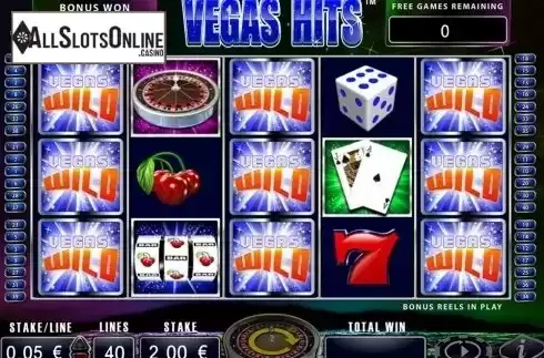 Bonus reels screen. Vegas Hits from Bally