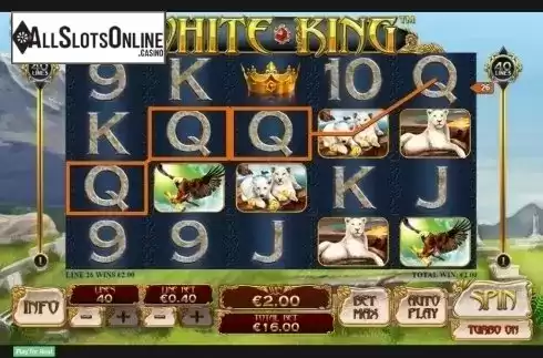 Win screen. White King from Playtech