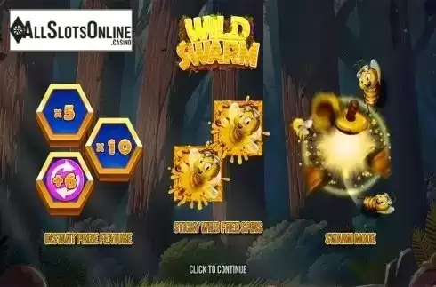 Intro screen. Wild Swarm from Push Gaming