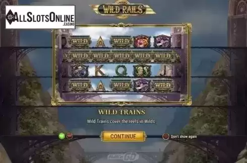 Start Screen. Wild Rails from Play'n Go