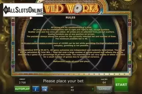 Rules. Wild Works from Novomatic