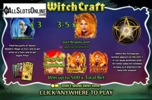 Intro screen. WitchCraft from FUGA Gaming