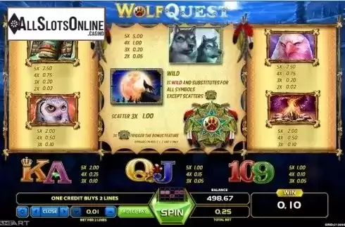 Paytable 1. Wolf Quest from GameArt