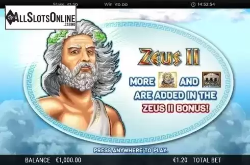 Start Screen. Zeus 2 (WMS) from WMS