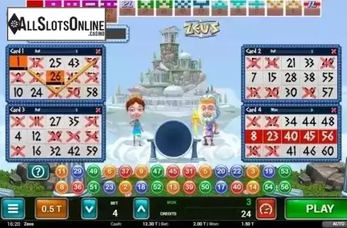 Game Screen 2. Zeus Bingo from MGA